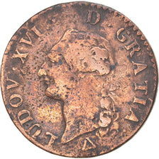 Moneta, Francia, Louis XVI, Sol ou sou, Sol, 1791, Orléans, MB, Rame