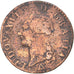 Moneta, Francia, Louis XVI, Sol ou sou, Sol, 1791, Orléans, MB, Rame