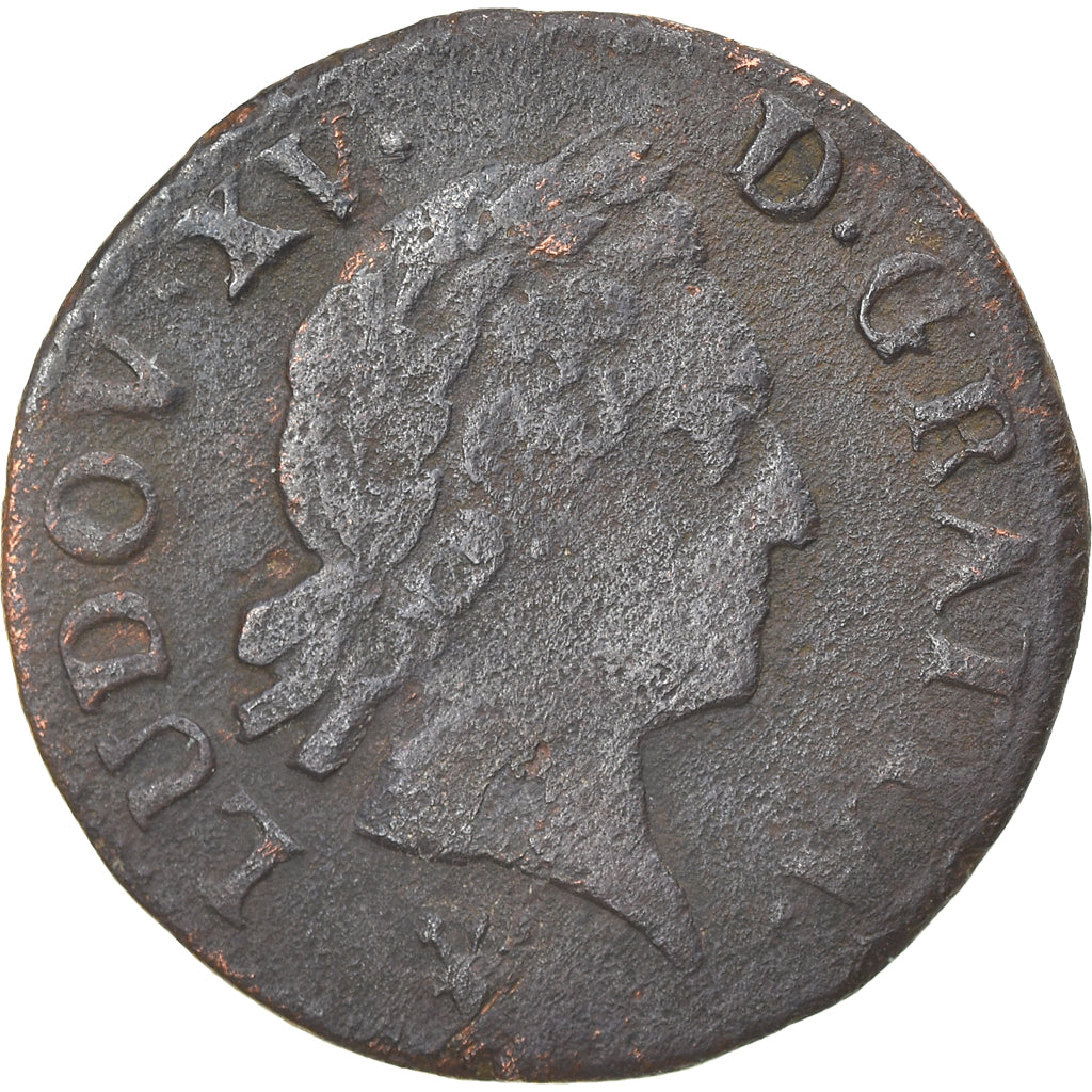 Moneda, Francia, Louis XV, Liard à la vieille tête, Liard, 1770, Reims, BC+