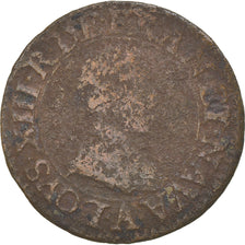 Coin, France, Louis XIII, Double Tournois, 1612, Paris, VG(8-10), Copper