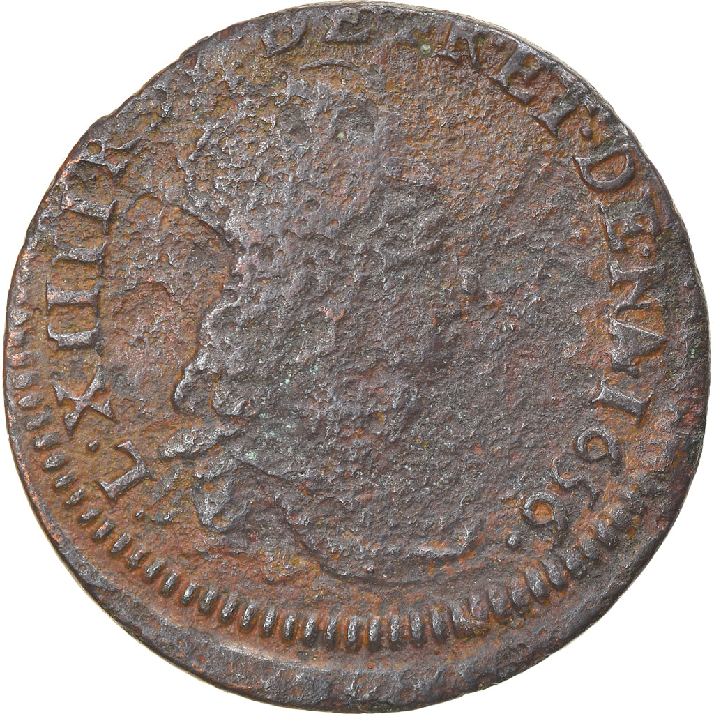 Münze, Frankreich, Louis XIV, Liard de France au buste juvénile, deuxième