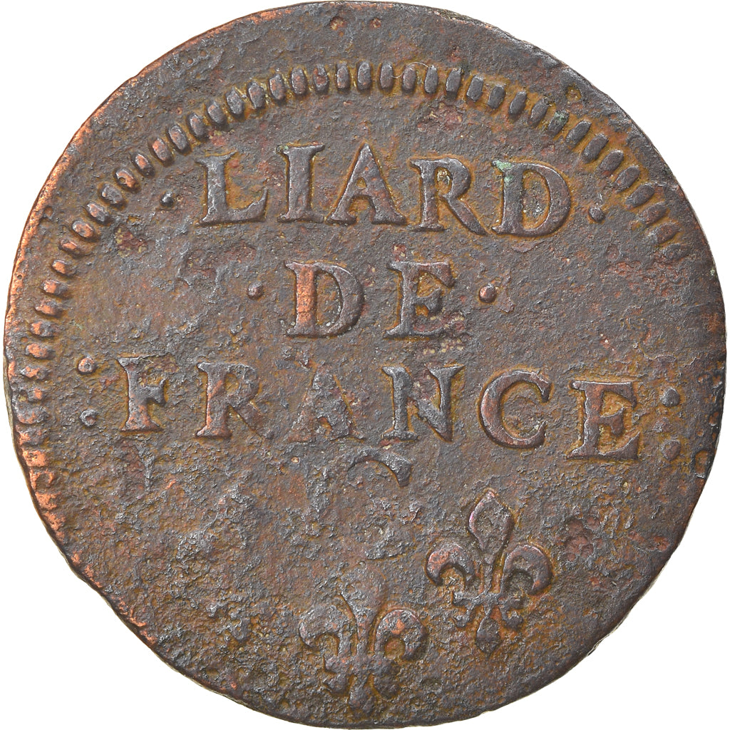 Münze, Frankreich, Louis XIV, Liard de France au buste juvénile, deuxième