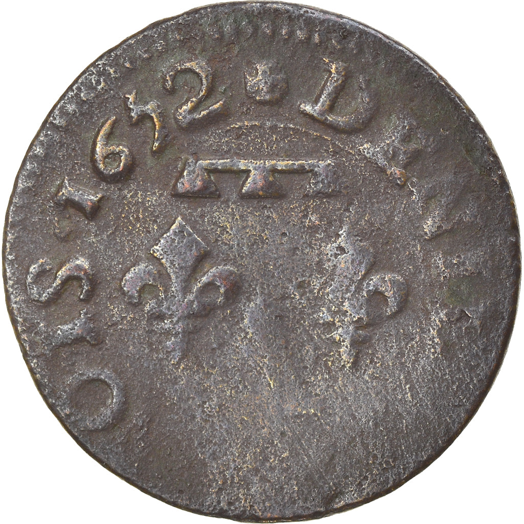Munten, Frankrijk, DOMBES, Gaston van Orleans, Denier Tournois, 1652, Trévoux