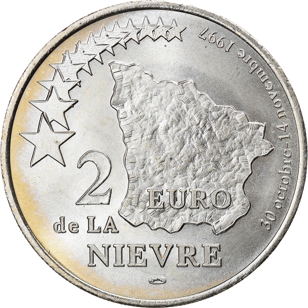Francja, 2 Euro, Nièvre, 1997, MS(65-70), Nikiel