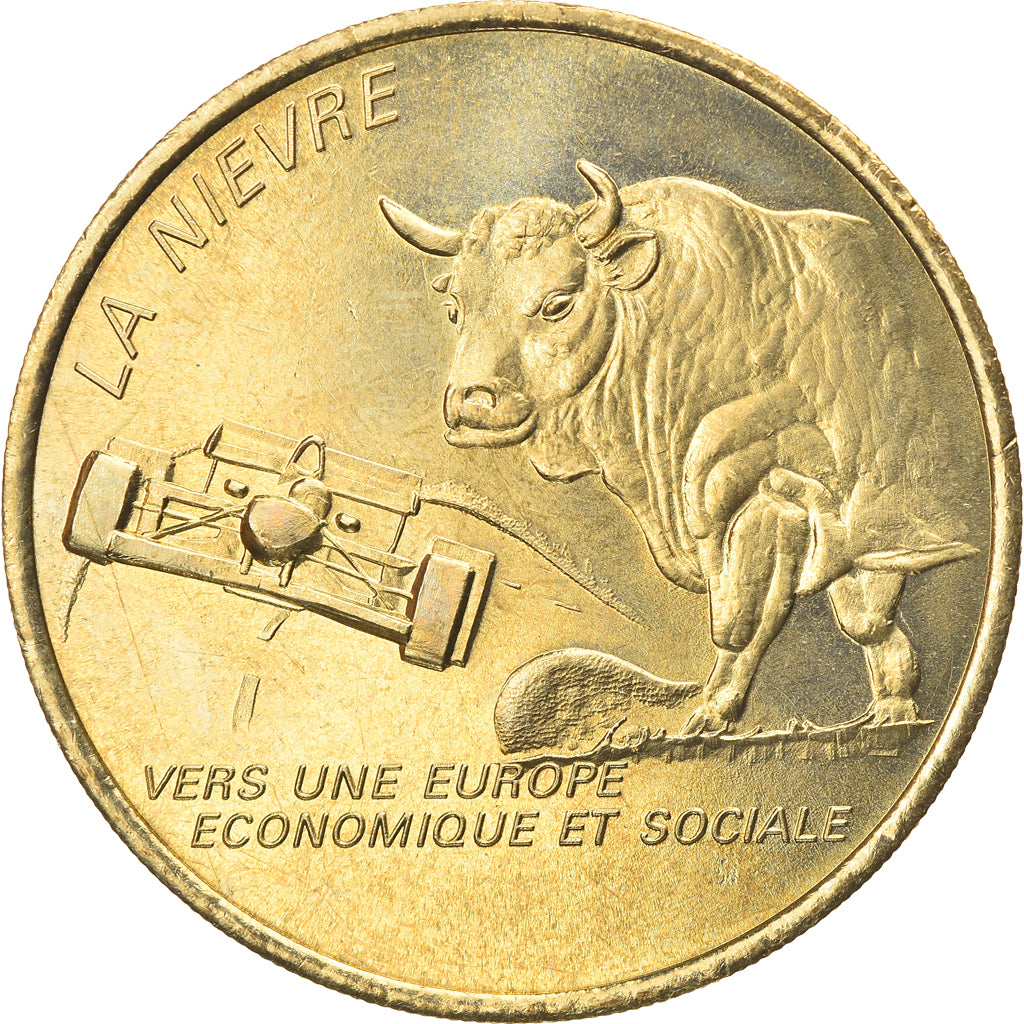 France, 1 Euro, Nièvre, 1997, MS(65-70), Brass