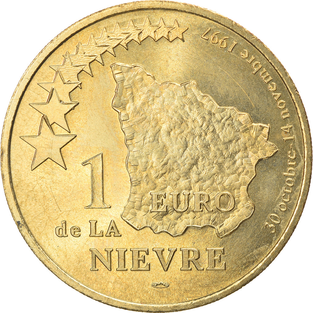 France, 1 Euro, Nièvre, 1997, MS(65-70), Brass