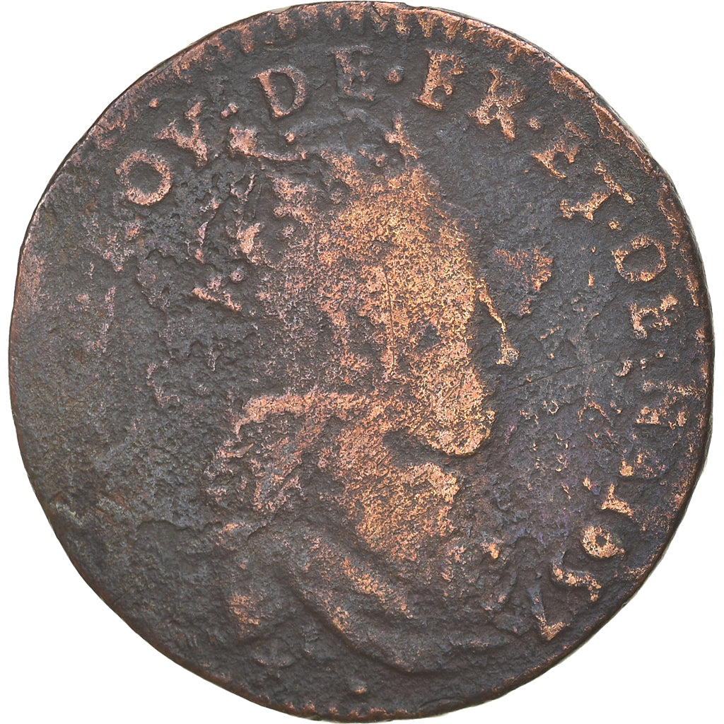 Münze, Frankreich, Louis XIV, Liard de France au buste juvénile, deuxième
