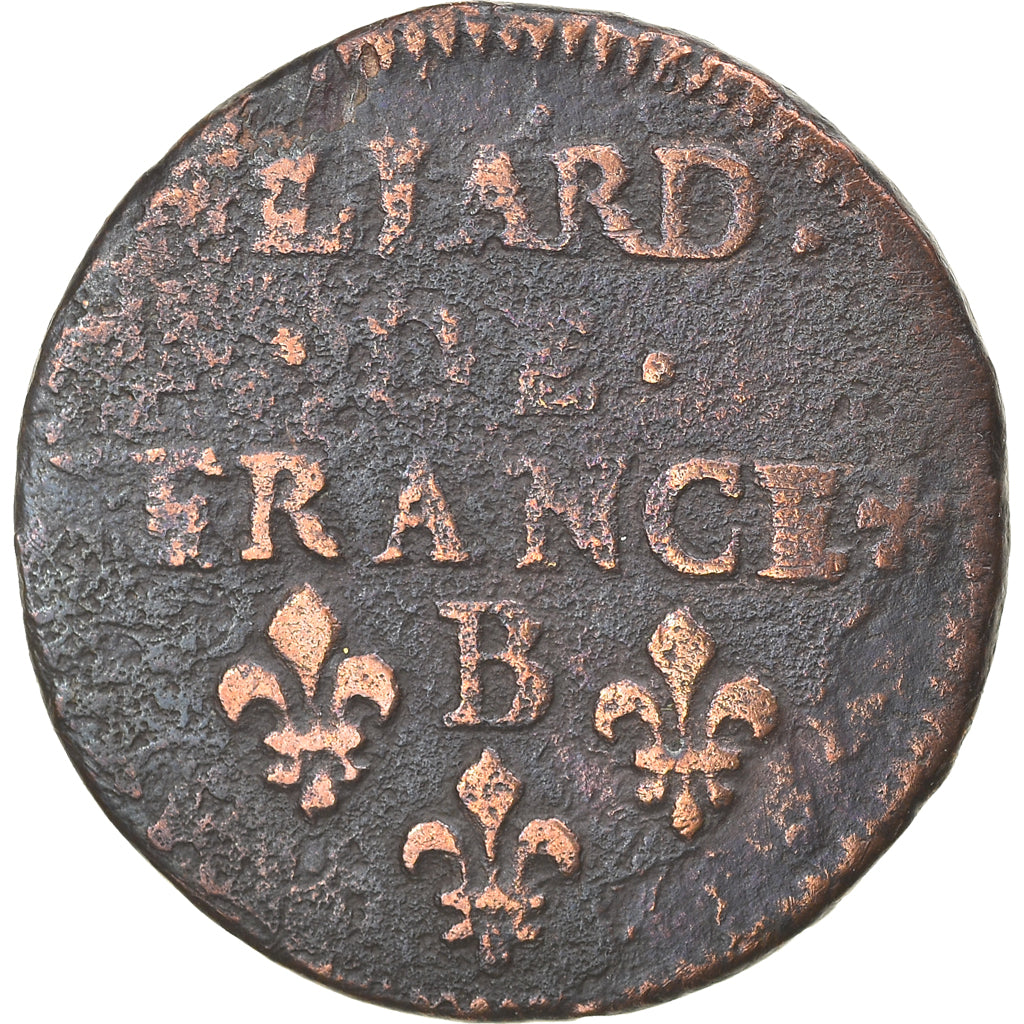 Münze, Frankreich, Louis XIV, Liard de France au buste juvénile, deuxième