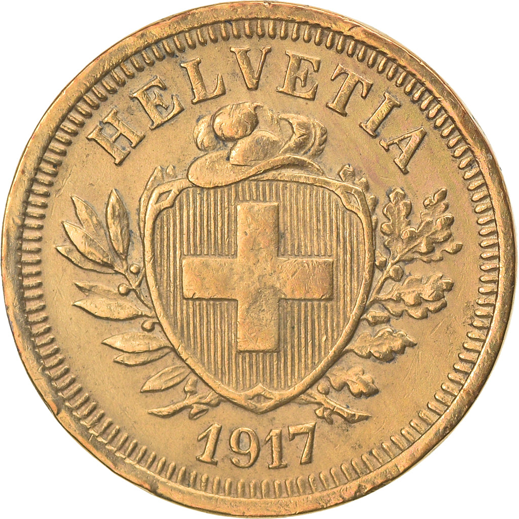 Coin, Switzerland, Rappen, 1917, Bern, EF(40-45), Bronze, KM:3.2