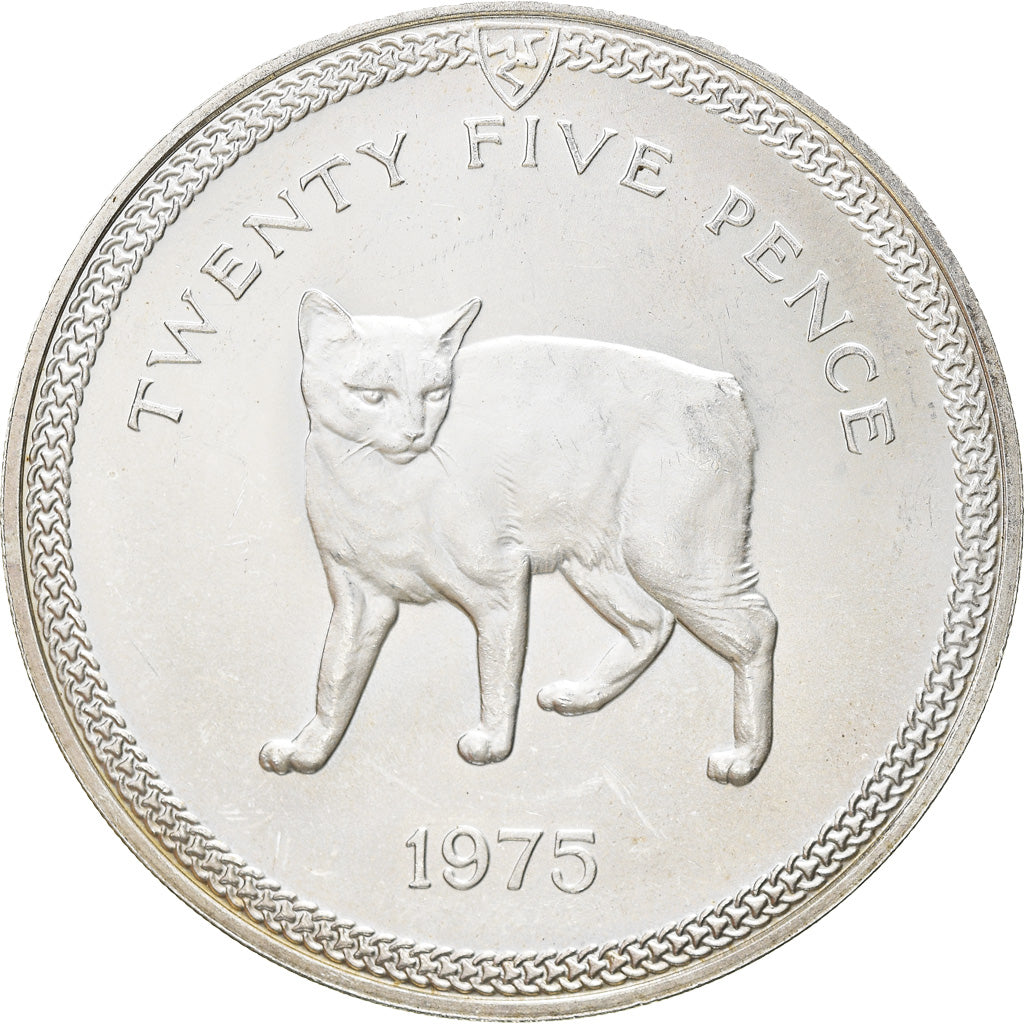 Coin, Isle of Man, Elizabeth II, 25 Pence, 1975, Pobjoy Mint, MS(63), Silver