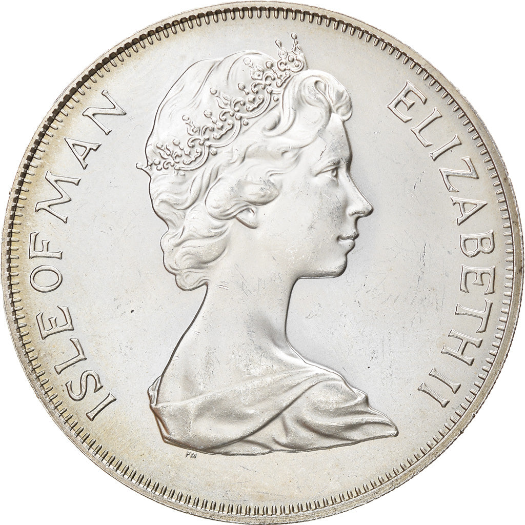 Coin, Isle of Man, Elizabeth II, 25 Pence, 1975, Pobjoy Mint, MS(63), Silver