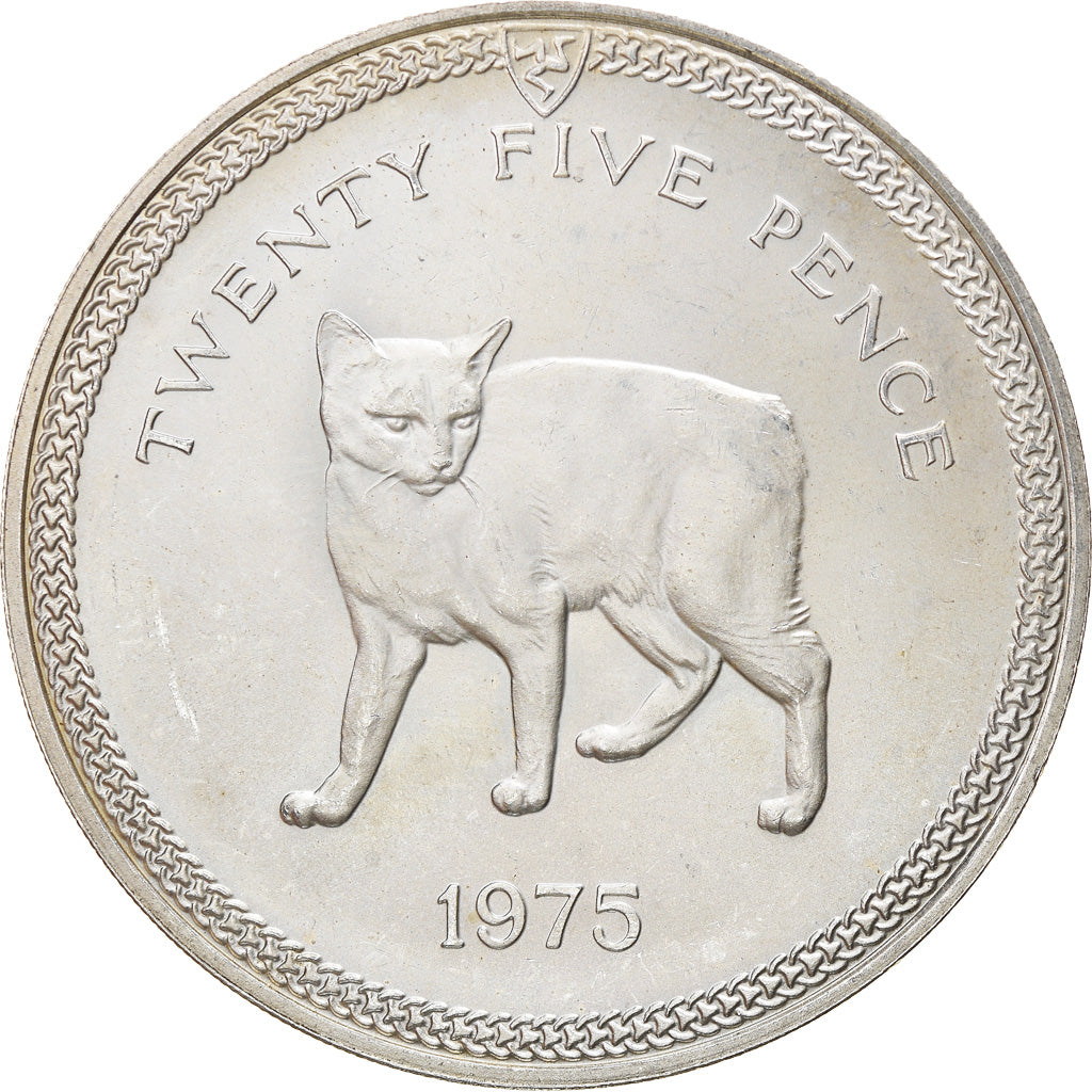 Coin, Isle of Man, Elizabeth II, 25 Pence, 1975, Pobjoy Mint, MS(63), Silver