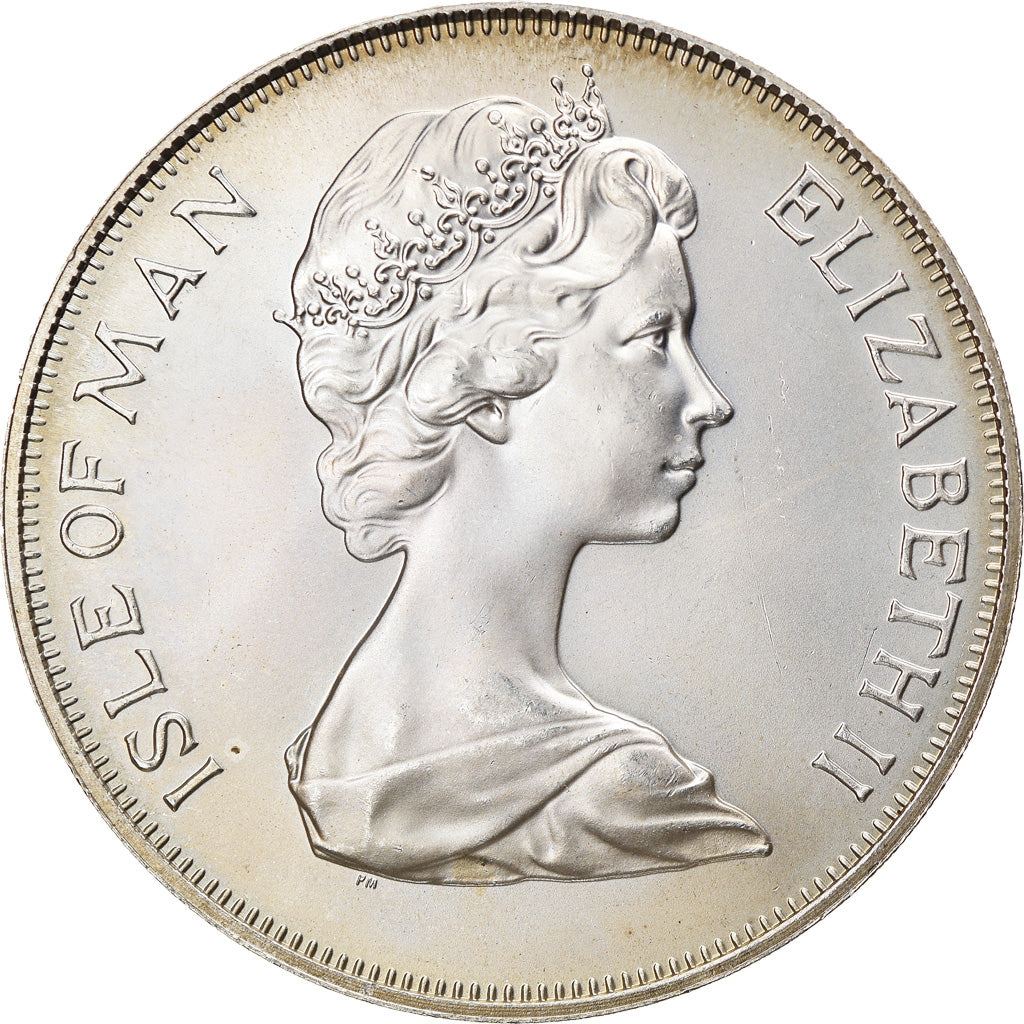 Coin, Isle of Man, Elizabeth II, 25 Pence, 1975, Pobjoy Mint, MS(63), Silver