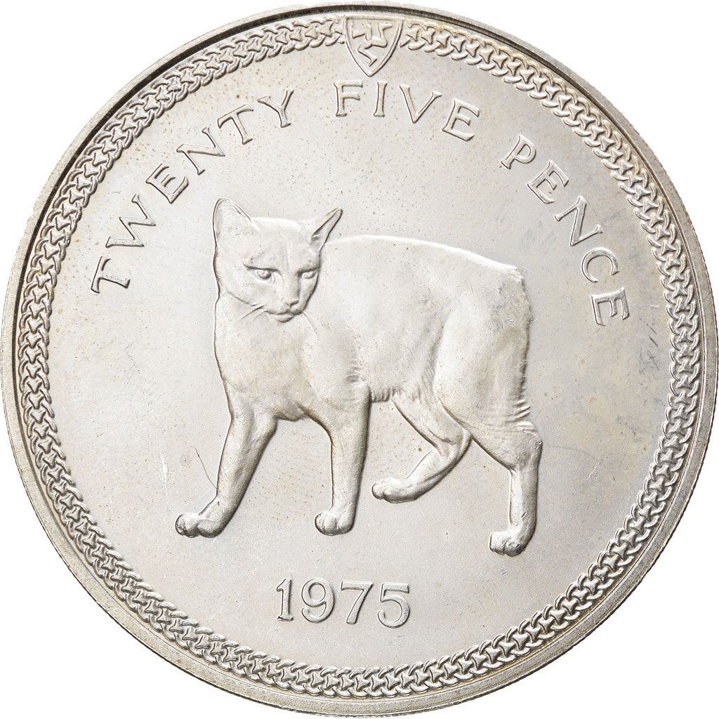 Coin, Isle of Man, Elizabeth II, 25 Pence, 1975, Pobjoy Mint, MS(63), Silver