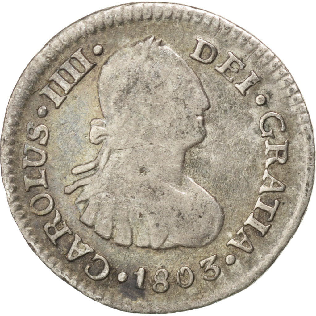 MEXICO, 1/2 Real, 1803, Mexico City, KM #72, VF(30-35), Silver, 1.58