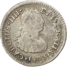 MEXICO, 1/2 Real, 1803, Mexico City, KM #72, VF(30-35), Silver, 1.58