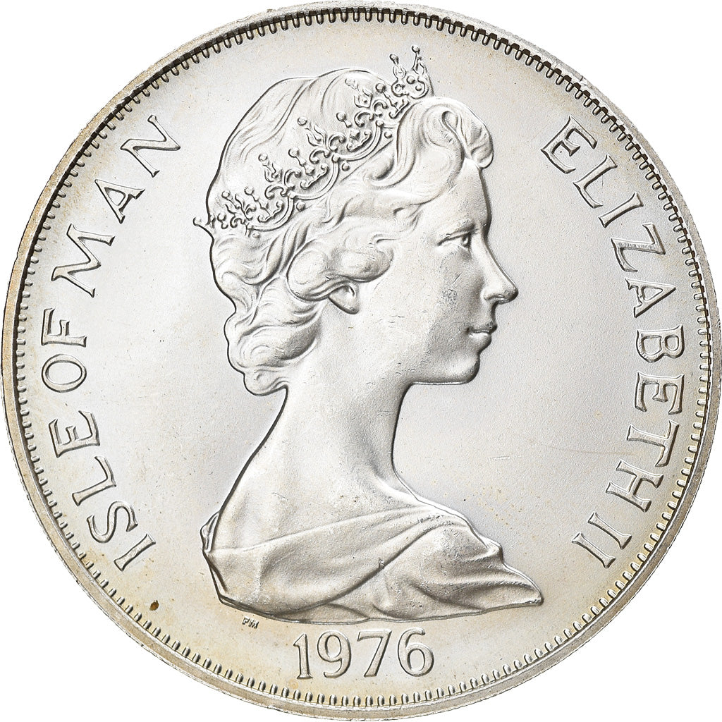 Coin, Isle of Man, Elizabeth II, Crown, 1976, Pobjoy Mint, MS(63), Silver