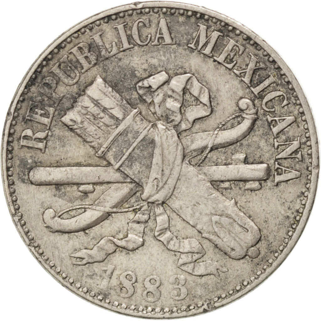 MEXICO, Centavo, 1883, Mexico City, KM #392, EF(40-45), Copper-Nickel, 1.99