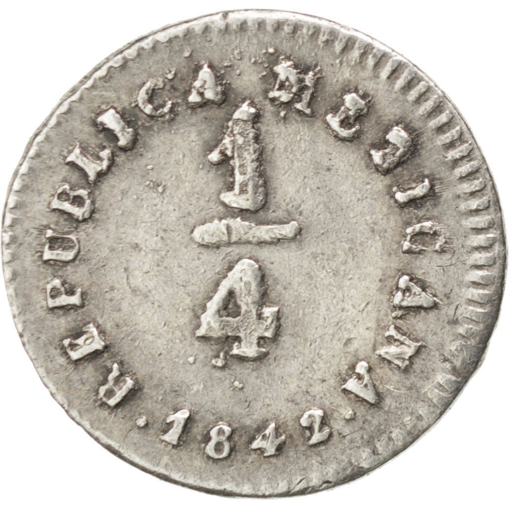 MEXICO, 1/4 Real, Un Quarto/Una Quartilla, 1842, Mexico City, KM #368.6,...