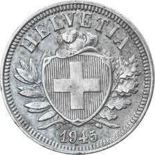 Coin, Switzerland, 2 Rappen, 1945, Bern, AU(50-53), Zinc, KM:4.2b