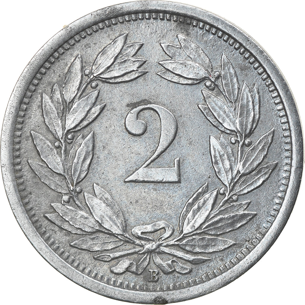 Coin, Switzerland, 2 Rappen, 1945, Bern, AU(50-53), Zinc, KM:4.2b