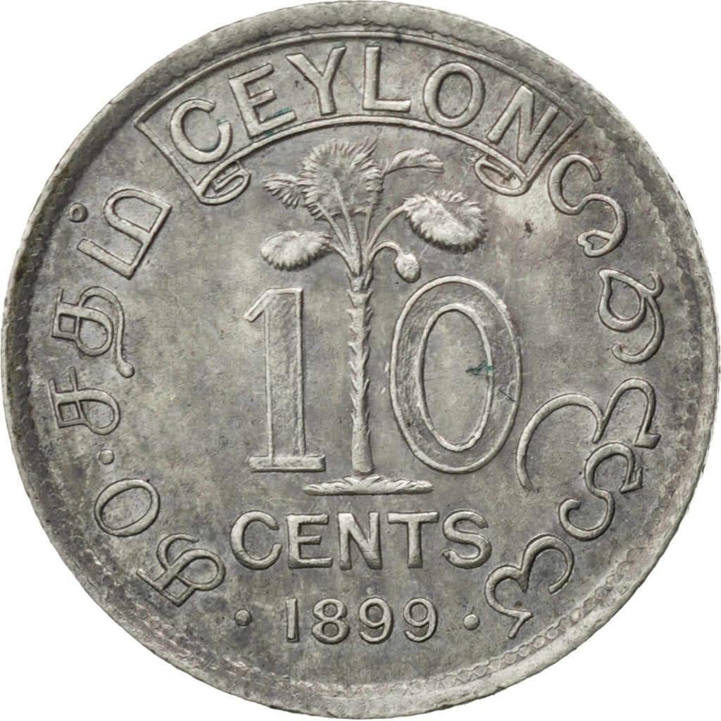 Coin, Ceylon, Victoria, 10 Cents, 1899, MS(63), Silver, KM:94