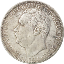 Moneta, INDIE-PORTUGALSKIE, GOA, Luiz I, Rupia, 1881, VF(30-35), Srebro, KM:312