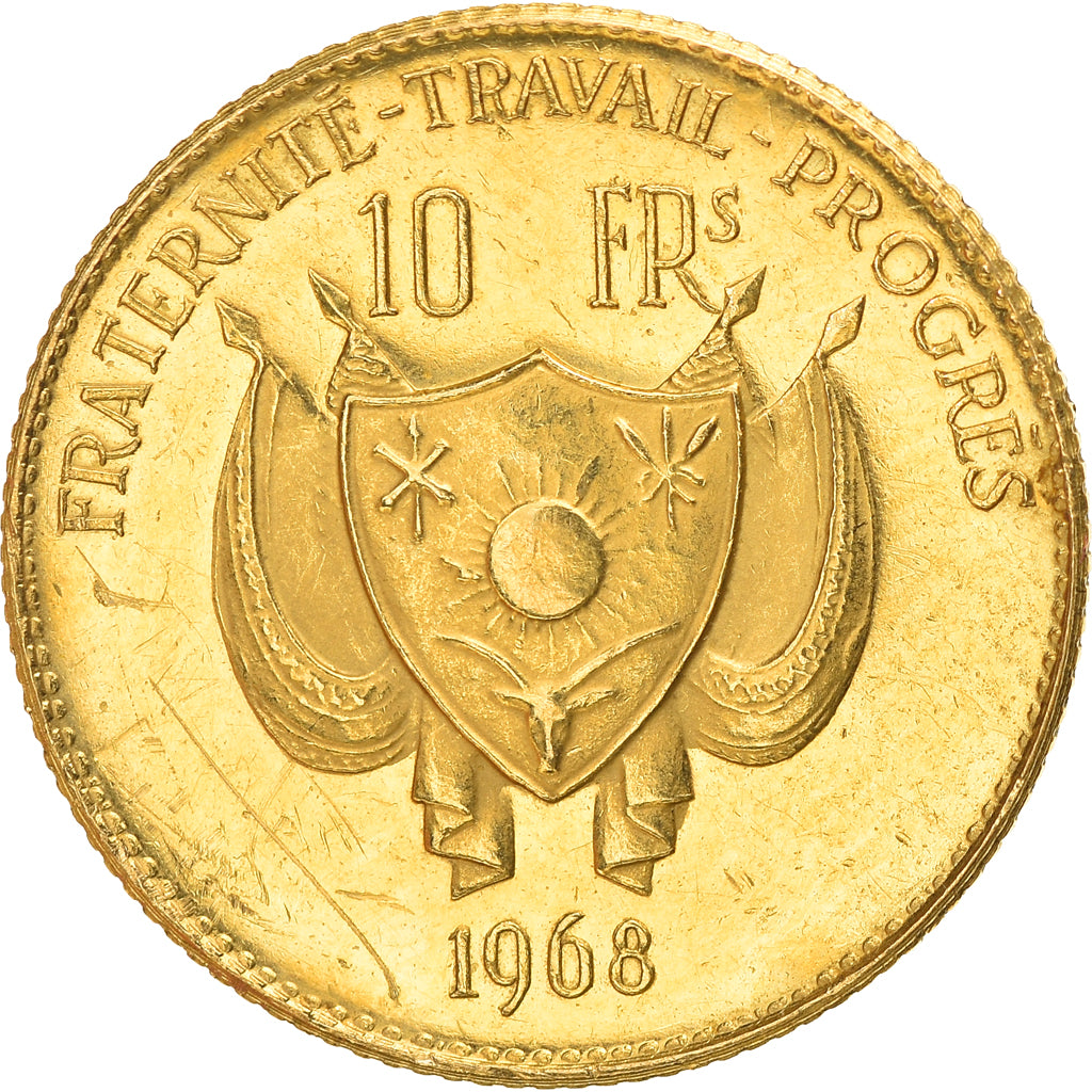 Coin, Niger, 10 Francs, 1968, Proof, AU(55-58), Gold, KM:7
