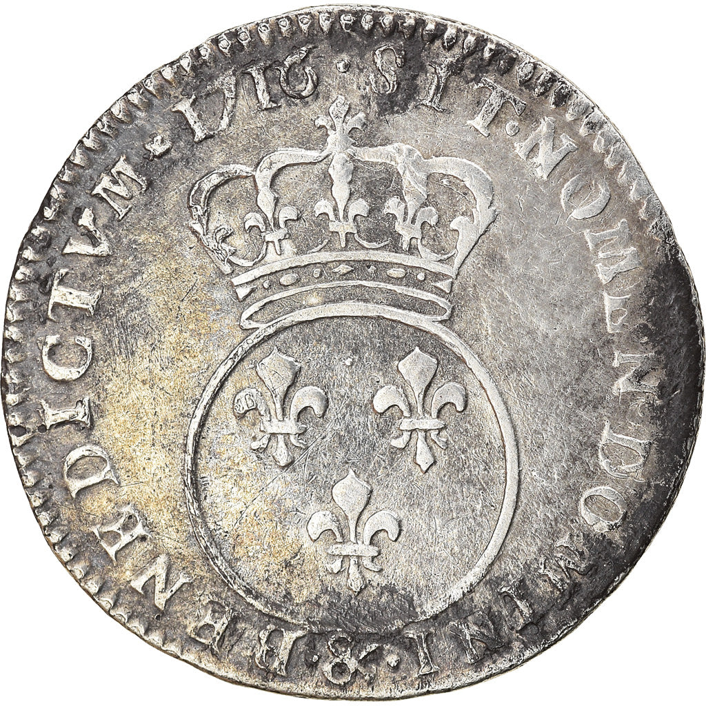 Münze, Frankreich, Louis XV, 1/10 Écu Vertugadin, 1/10 Ecu, 1716