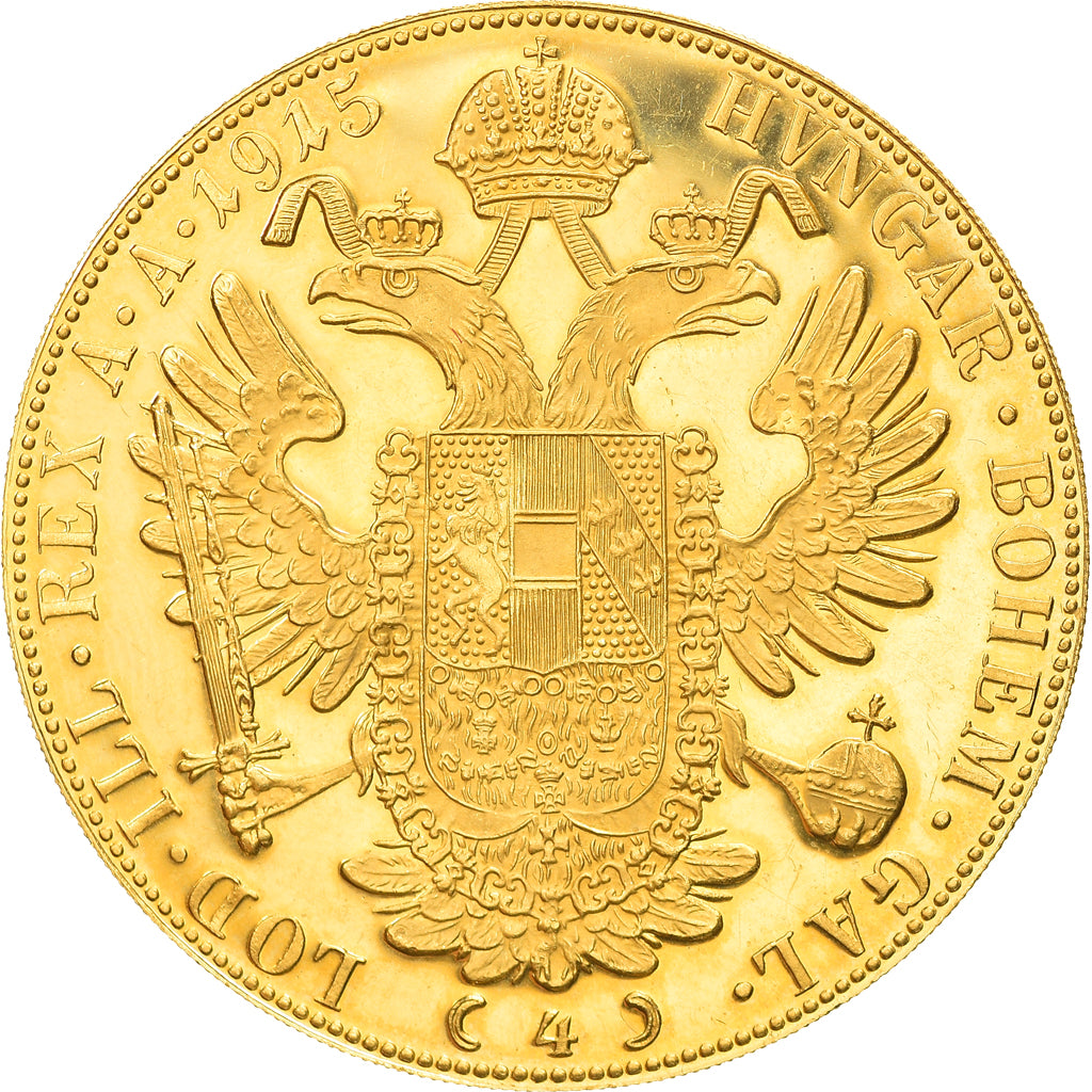 Coin, Austria, Franz Joseph I, 4 Ducat, 1915, Vienna, Official restrike