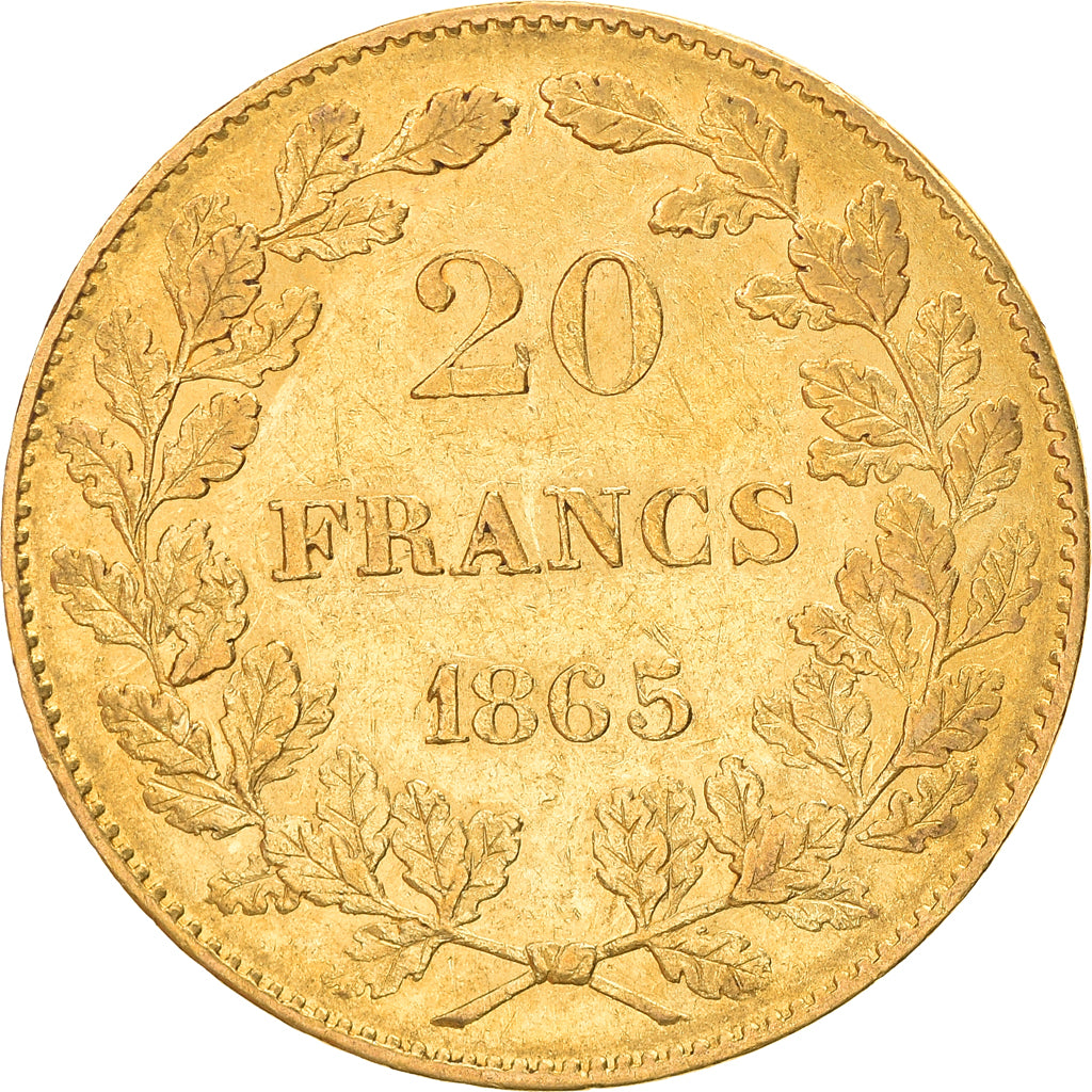 Coin, Belgium, Leopold I, 20 Francs, 1865, EF(40-45), Gold, KM:23