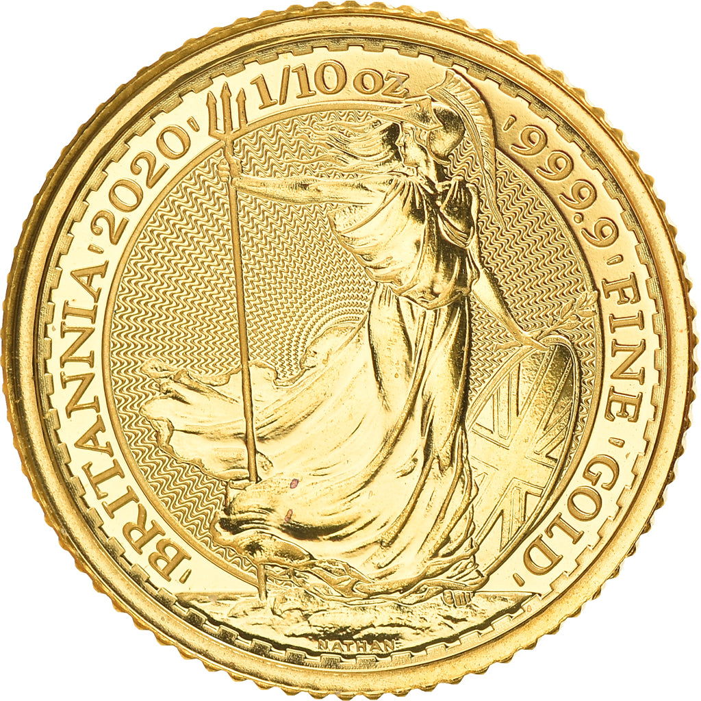 Coin, Great Britain, Elizabeth II, 10 Pounds, 1/10 Oz, 2020, MS(65-70), Gold