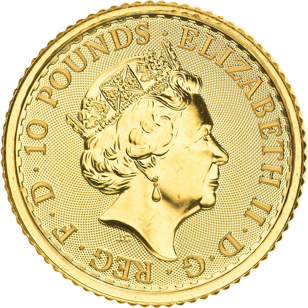 Coin, Great Britain, Elizabeth II, 10 Pounds, 1/10 Oz, 2020, MS(65-70), Gold
