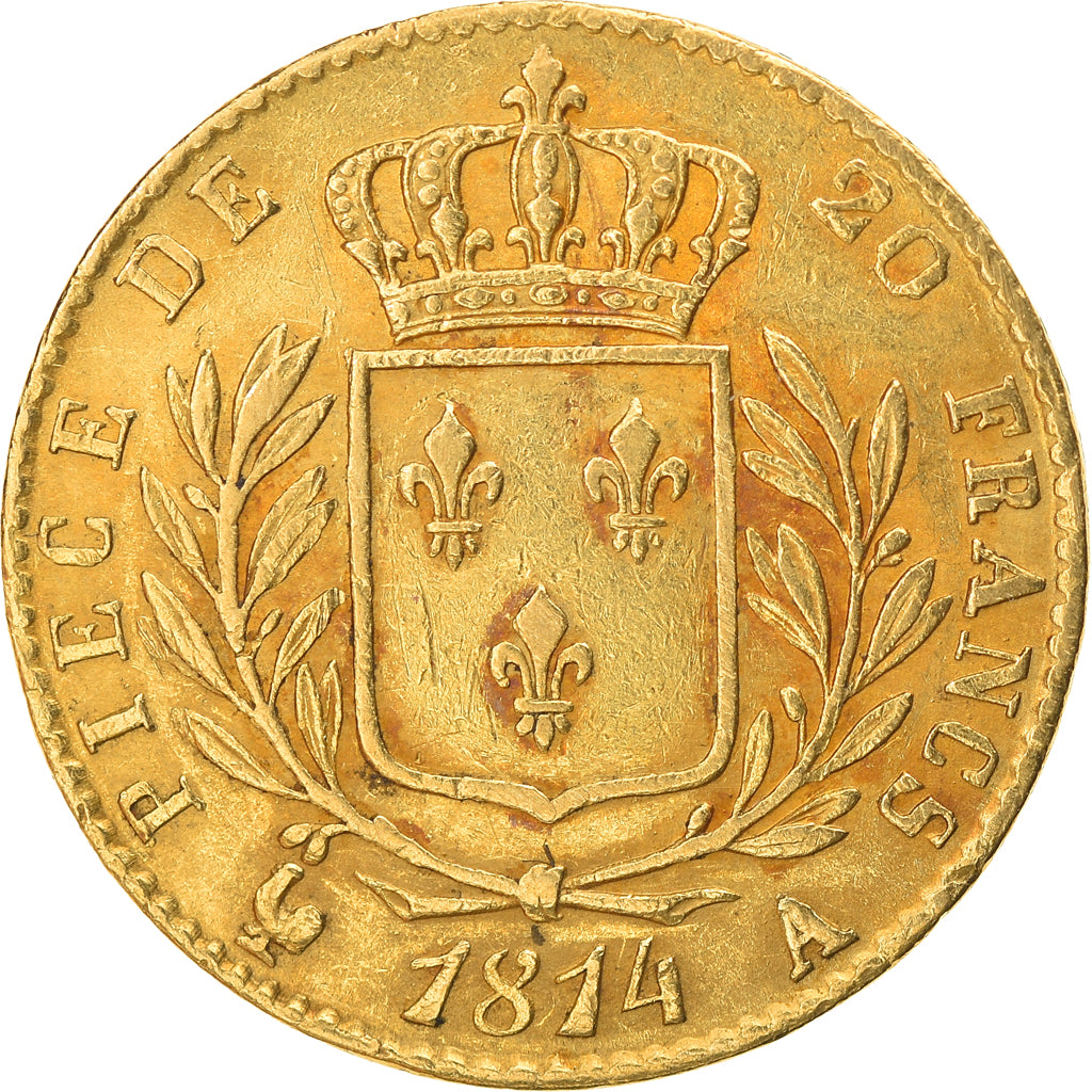 Moneta, Francja, Louis XVIII, Louis XVIII, 20 Francs, 1814, Paris, AU(50-53)