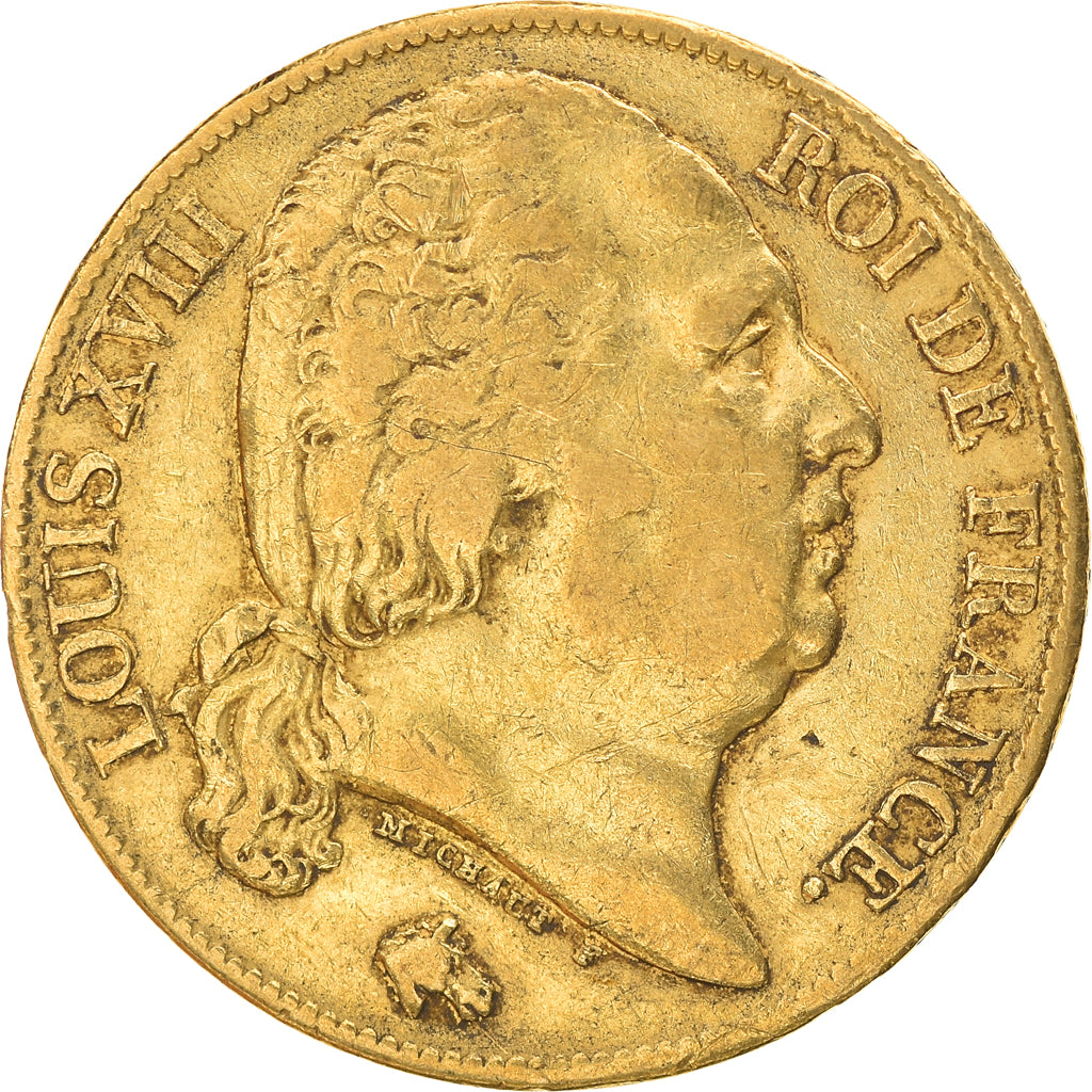 Münze, Frankreich, Louis XVIII, 20 Francs, 1820, Paris, S+, Gold, KM:712.1
