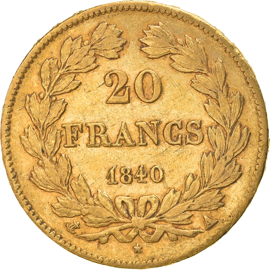 Coin, France, Louis-Philippe, 20 Francs, 1840, Paris, VF(30-35), Gold, KM:750.1
