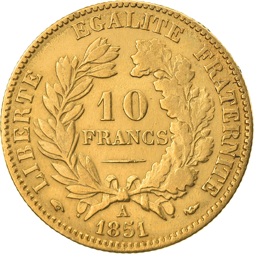 Coin, France, Cérès, 10 Francs, 1851, Paris, EF(40-45), Gold, KM:770