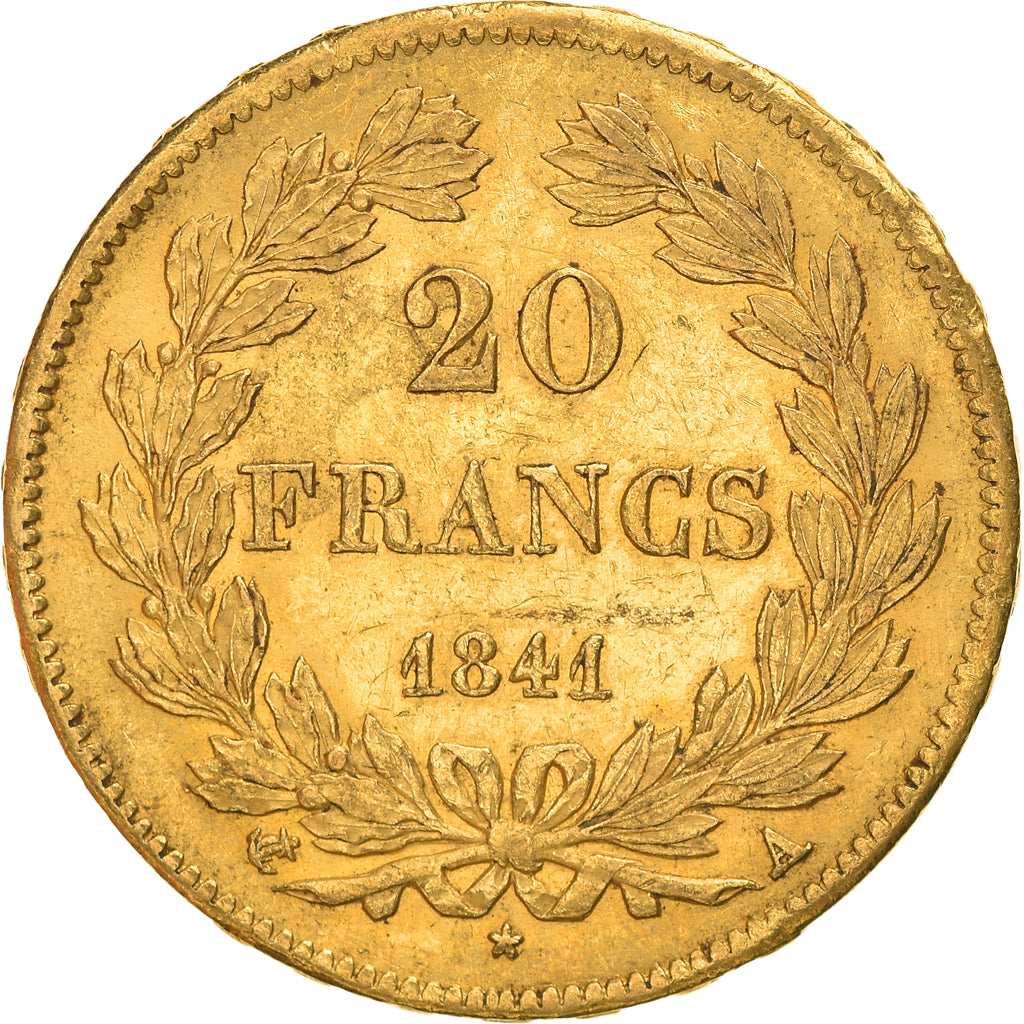 Moneta, Francja, Louis-Philippe, 20 Francs, 1841, Paris, AU(50-53), Złoto