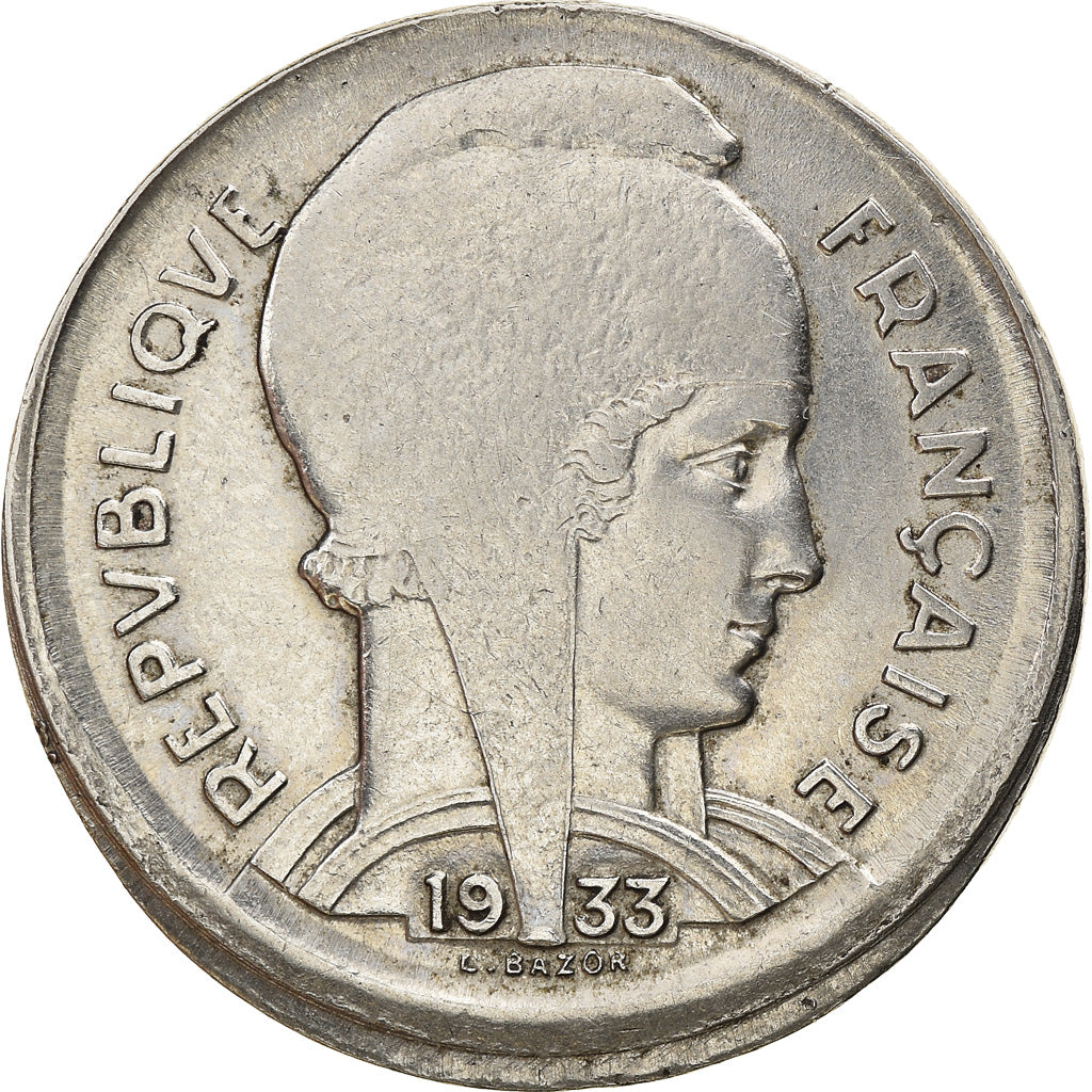 Moneta, Francja, Bazor, 5 Francs, 1933, Paris, Fautée, AU(55-58), Nikiel