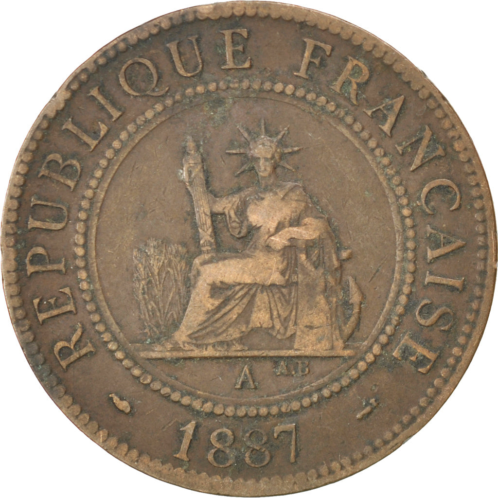 Monnaie, Indochine Française, Cent, 1887, Paris, TB, Bronze, KM:1, Lecompte:39