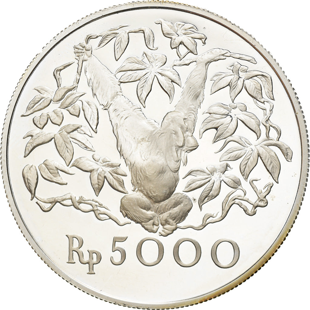 Coin, Indonesia, 5000 Rupiah, 1974, Proof, MS(65-70), Silver, KM:40a
