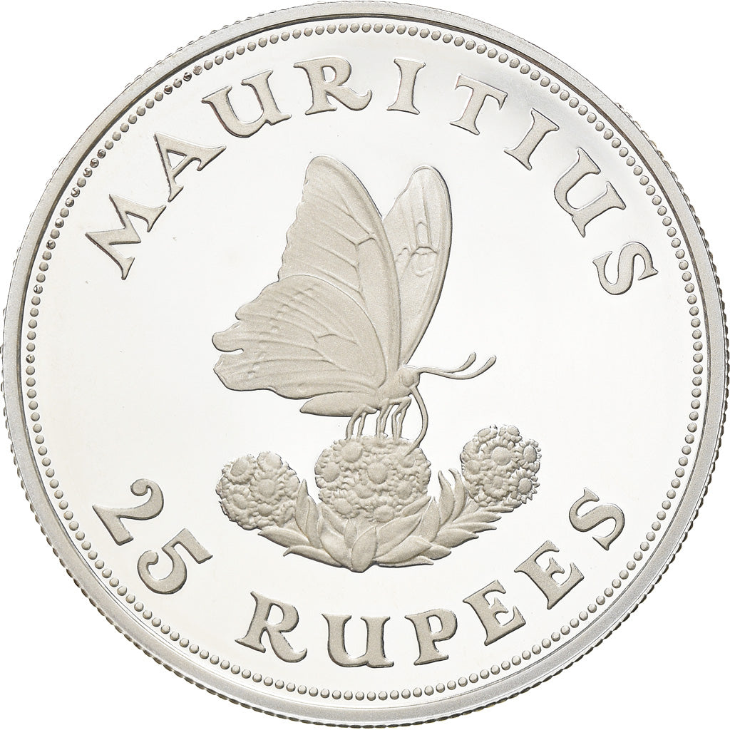 Coin, Mauritius, 25 Rupees, 1975, Proof, MS(65-70), Silver, KM:40a