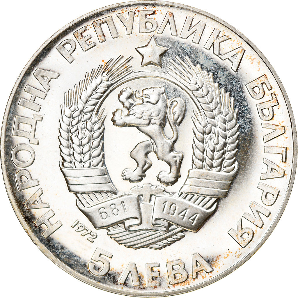 Moeda, Bulgária, 5 Leva, 1972, Proof, MS(63), Prata, KM:81