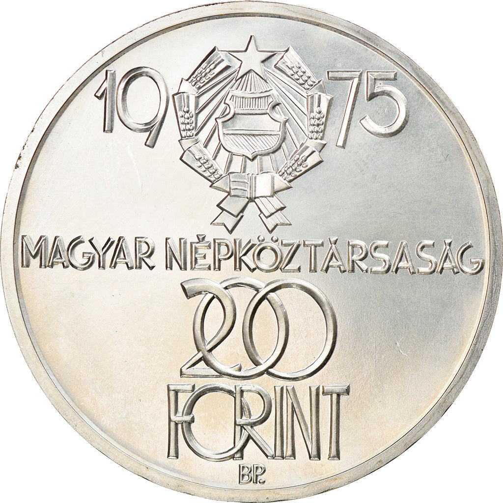 Coin, Hungary, 200 Forint, Ketszaz, 1975, Budapest, Proof, MS(63), Silver