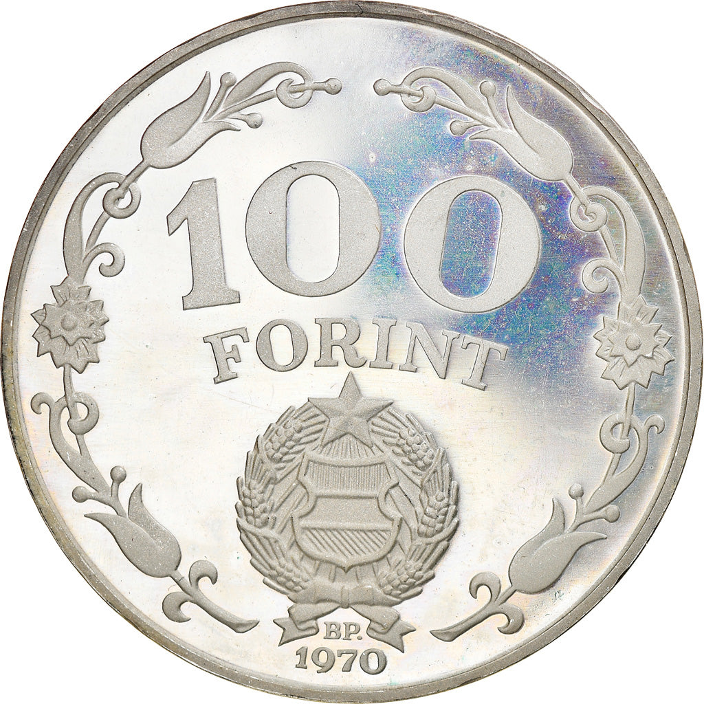 Coin, Hungary, 100 Forint, Szaz, 1970, Proof, MS(63), Silver, KM:593