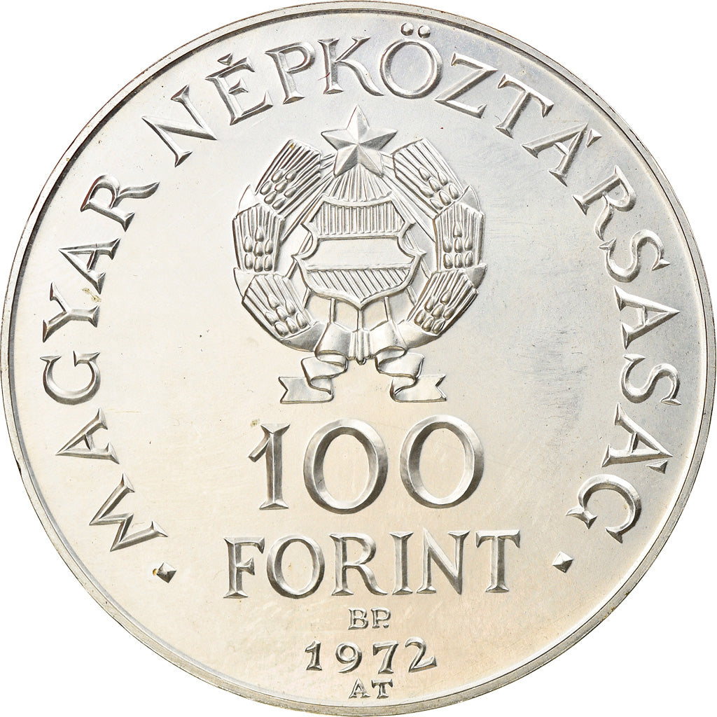 Coin, Hungary, 100 Forint, Szaz, 1972, Budapest, MS(63), Silver, KM:598