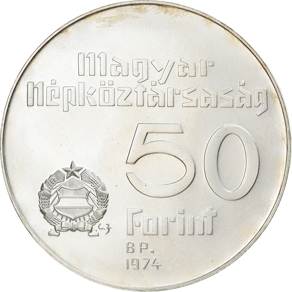 Coin, Hungary, 50 Forint, Otven, 1974, AU(55-58), Silver, KM:601