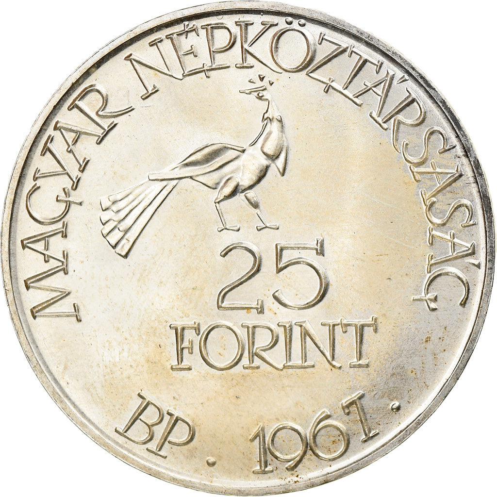 Coin, Hungary, 25 Forint, Huszonot, 1967, AU(55-58), Silver, KM:577