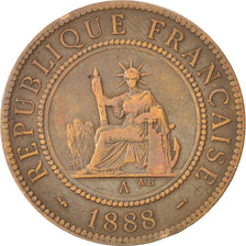 FRENCH INDO-CHINA, Cent, 1888, Paris, KM #1, VF(30-35), Bronze, 31, Lecompte...