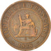 FRENCH INDO-CHINA, Cent, 1888, Paris, KM #1, VF(30-35), Bronze, 31, Lecompte...
